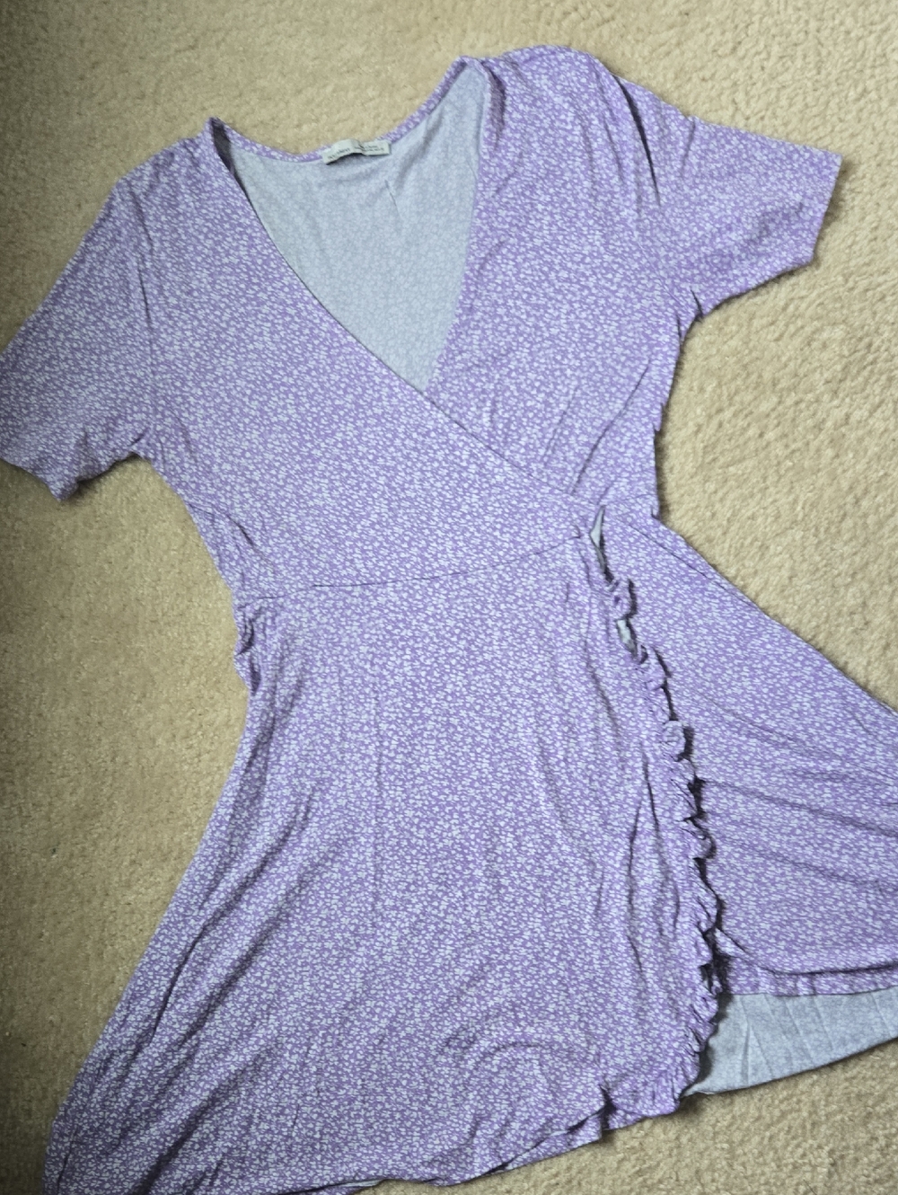 Pull&Bear Lilac Floral Wrap Dress